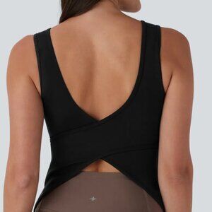 Halara U Neck Crossover Yoga Tank Top—Longer Length, Size Small